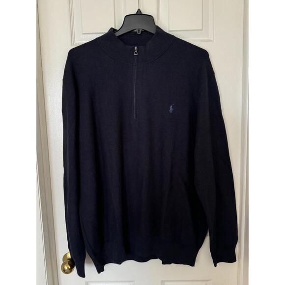 Polo Ralph Lauren Big & Tall Men’s 4X-BIG Mesh-Knit Quarter-Zip Sweater Navy NEW